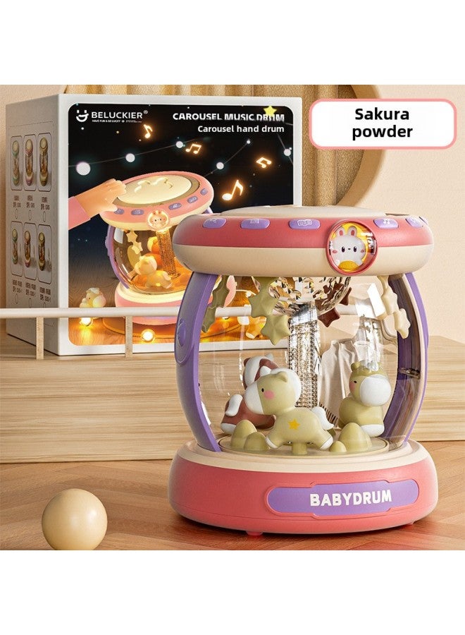 Baby Carousel Paradise Clap Drum Toy Puzzle Early Education Hand Clap Drum With Microphone Light Gift Box Wholesale-color:Carousel Hand Drum -battery Model-color Box - Image 1