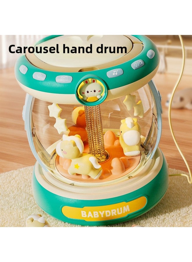 Baby Carousel Paradise Clap Drum Toy Puzzle Early Education Hand Clap Drum With Microphone Light Gift Box Wholesale-color:Carousel Hand Drum -battery Model-color Box - Image 2