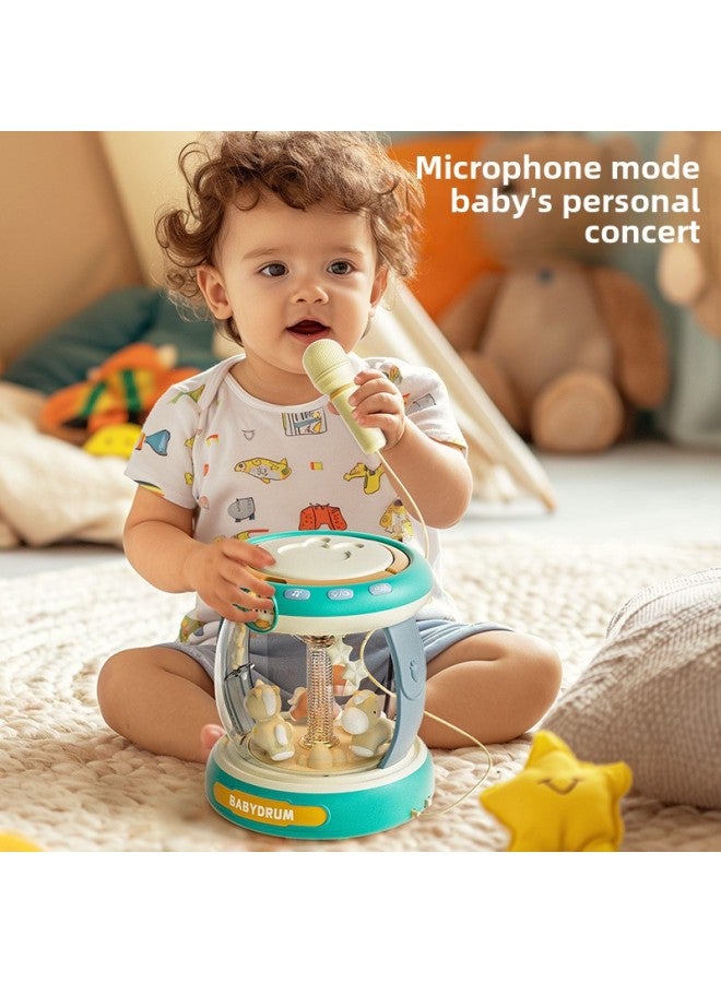 Baby Carousel Paradise Clap Drum Toy Puzzle Early Education Hand Clap Drum With Microphone Light Gift Box Wholesale-color:Carousel Hand Drum -battery Model-color Box - Image 3