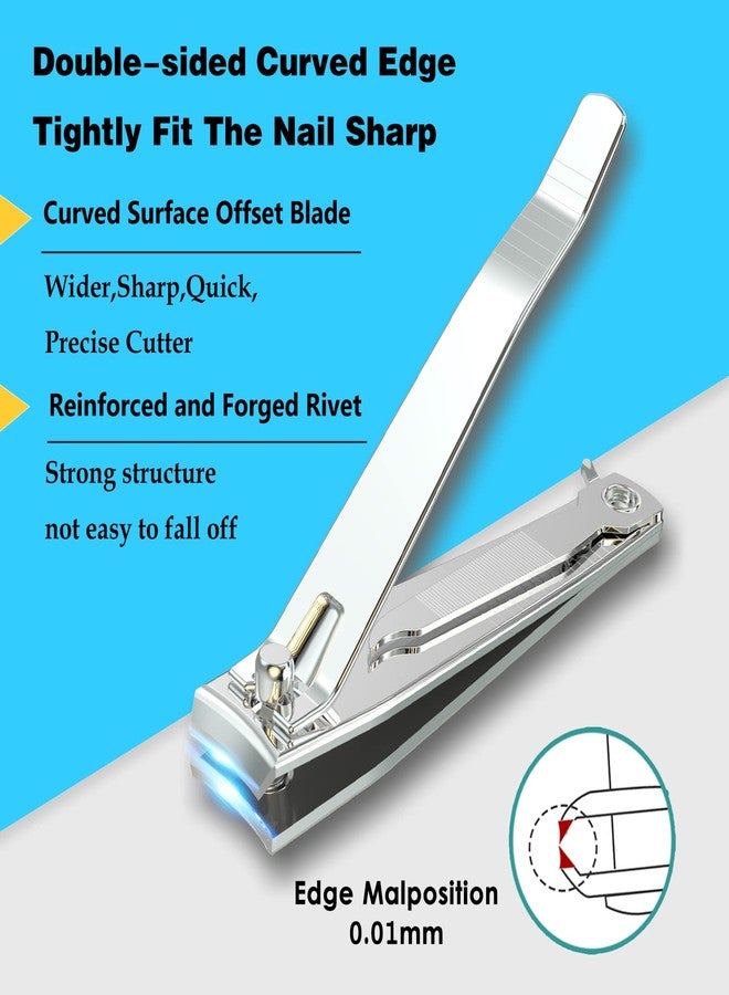 firiKer 2PCS Stainless Steel Nail Clippers,Professional Fingernail Clipper and Toenail Clipper, Wide Easy Press Lever Nail Cutter with Swing Out Nail Cleaner/File for Men and Women - Image 3