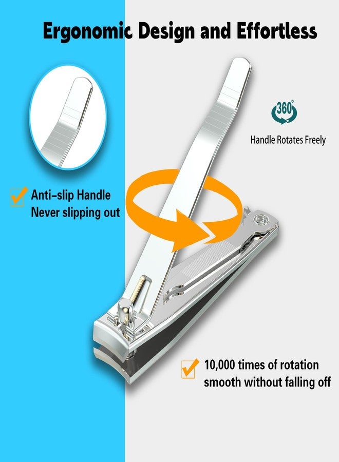 firiKer 2PCS Stainless Steel Nail Clippers,Professional Fingernail Clipper and Toenail Clipper, Wide Easy Press Lever Nail Cutter with Swing Out Nail Cleaner/File for Men and Women - Image 5