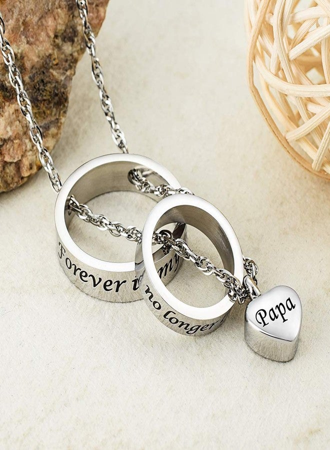 XIUDA Cremation Necklace Urn Necklace for Ashes Heart Carved Locket No Longer by My Side, Forever in My Heart for Papa,Dad - Image 2