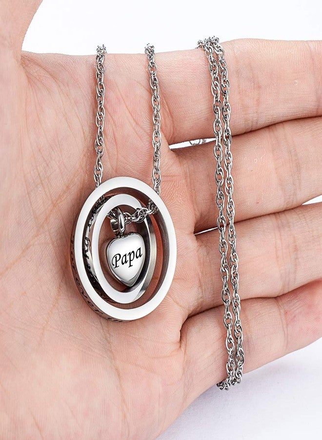XIUDA Cremation Necklace Urn Necklace for Ashes Heart Carved Locket No Longer by My Side, Forever in My Heart for Papa,Dad - Image 5