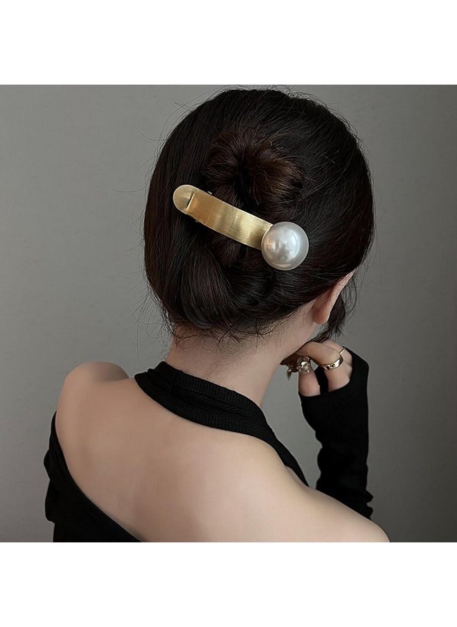 Aswewamt - 4 Pcs Pearl Hair Clips For Women 4.13 Inch Large Pearl Alligator Hair Claws Metal Elegant Hair Pins Decoration Styling Accessories For Daily Use Parties Wedding - Image 1