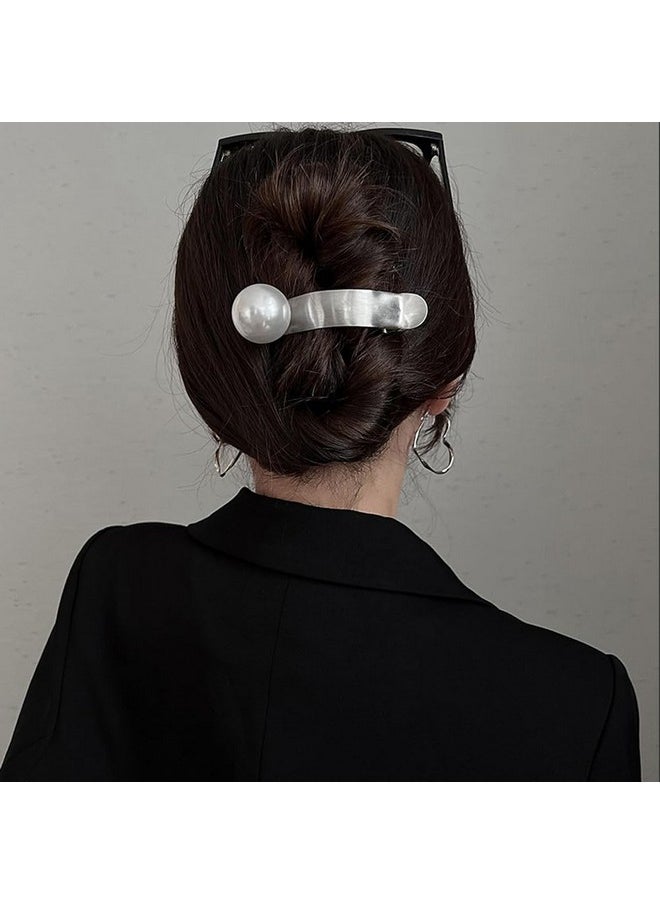 Aswewamt - 4 Pcs Pearl Hair Clips For Women 4.13 Inch Large Pearl Alligator Hair Claws Metal Elegant Hair Pins Decoration Styling Accessories For Daily Use Parties Wedding - Image 1