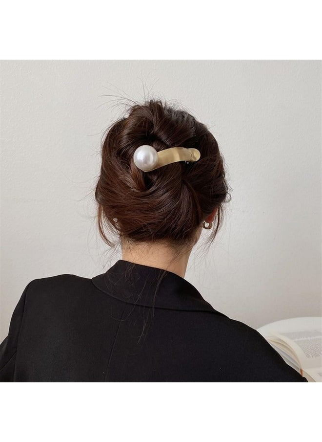 Aswewamt - 4 Pcs Pearl Hair Clips For Women 4.13 Inch Large Pearl Alligator Hair Claws Metal Elegant Hair Pins Decoration Styling Accessories For Daily Use Parties Wedding - Image 1