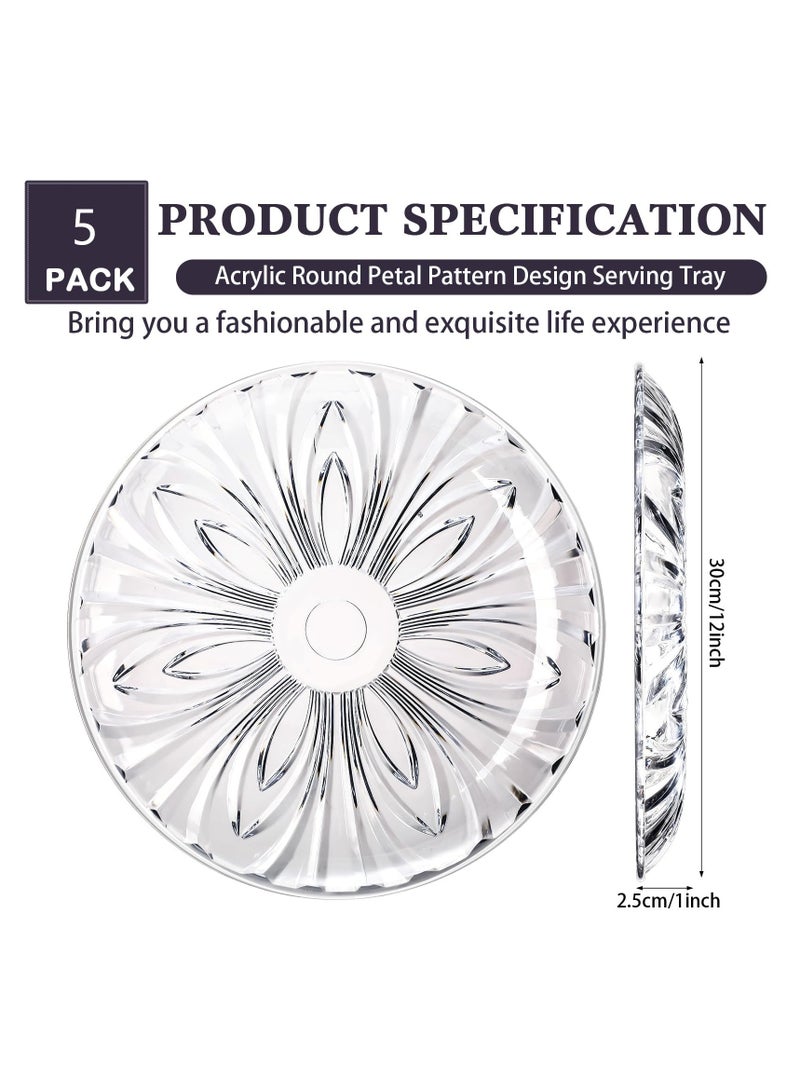 KASTWAVE 5 قطع صواني تقديم بلاستيكية - 12 بوصة صواني دائرية شفافة، أطباق طعام كريستالية لعيد الحب وحفلات أعياد الميلاد وحفلات الزفاف - مثالية للكعك والبسكويت والفواكه - Image 2