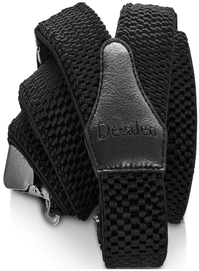 Decalen Mens Suspenders with Very Strong Clips Heavy Duty One Size Fits All Big and Tall Wide Adjustable and Elastic Braces Y Back Shape (Black) - Image 1
