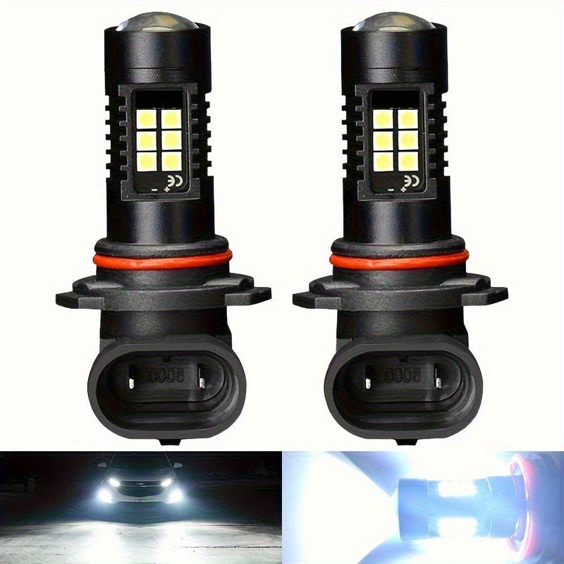 زوج من لمبات LED H10 9145 9140 9005 HB3 9006 HB4 21 SMD للضوء الضبابي بقوة 6000K أبيض فائق السطوع لإضاءة القيادة للسيارة بدون بطارية. - Image 2