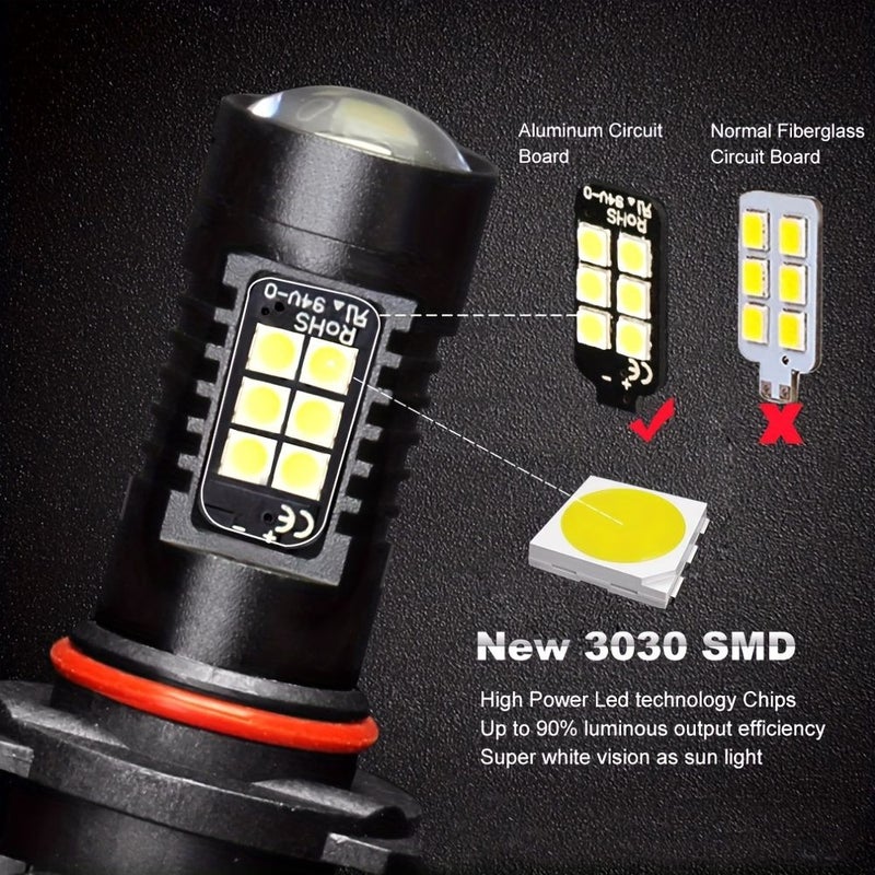 زوج من لمبات LED H10 9145 9140 9005 HB3 9006 HB4 21 SMD للضوء الضبابي بقوة 6000K أبيض فائق السطوع لإضاءة القيادة للسيارة بدون بطارية. - Image 4