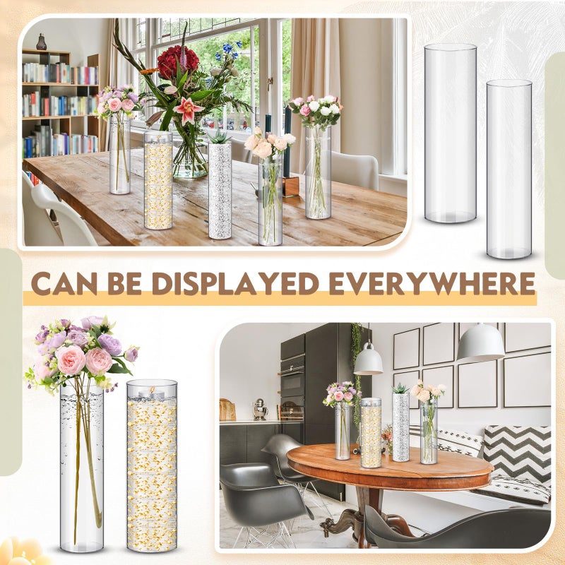 Nuogo 24 Pcs Acrylic Clear Cylinder Vase Plastic Flower Vase Unbreakable Tall for Wedding Centerpieces Party Home Plants Bouquet Decor (12 Inch) - Image 4