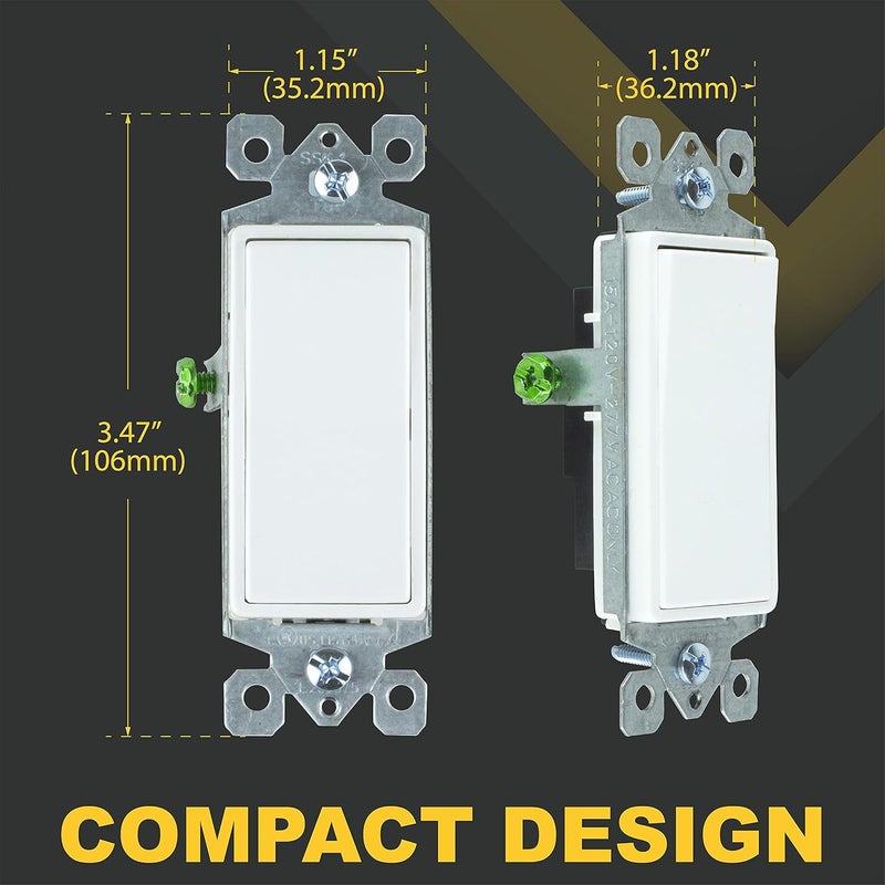 Faith SinglePole Decorator Paddle Wall Light Switch ULListed 15A 120277V OnOff Rocker White - Image 3