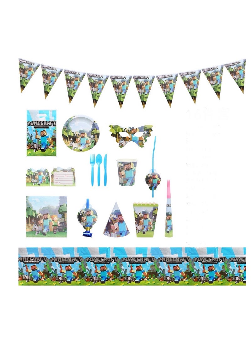 Minecraft game theme birthday party decoration tableware set disposable  - Image 1