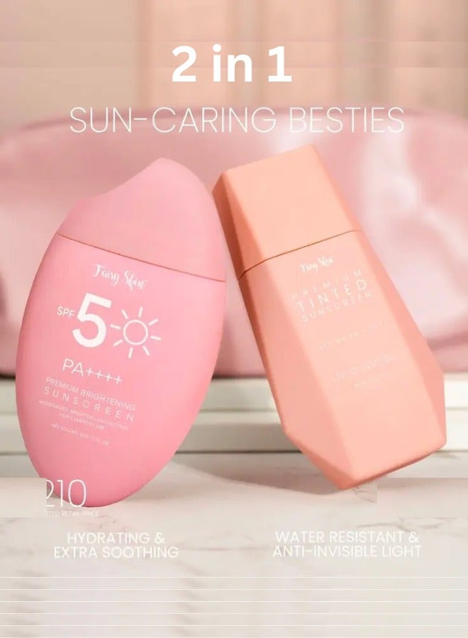 Fairy Skin ثنائي واقي الشمس 2 في 1 من فيري سكين واقي شمس ملون SPF50 PA زائد زائد زائد وواقي شمس مميز لتفتيح البشرة SPF50 PA زائد زائد زائد - Image 1