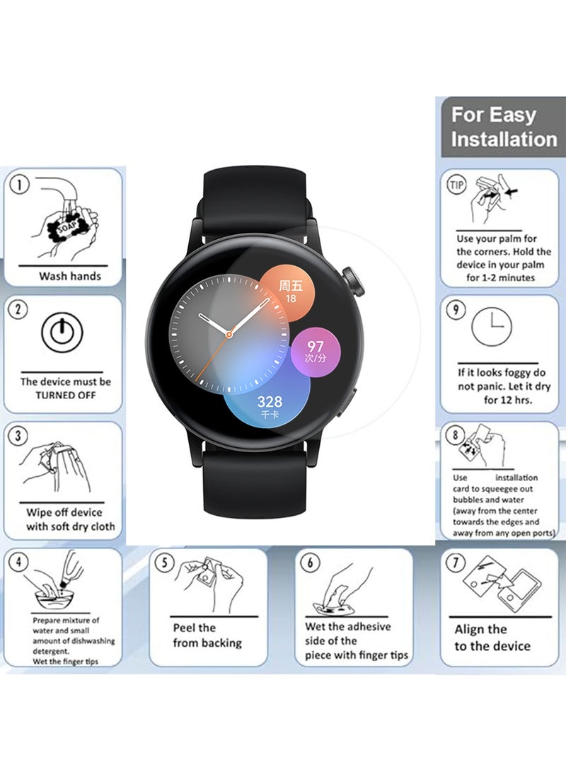 2 Pcs Huawei Watch GT 3 42mm Hydrogel Screen Protector Invisible HD Clear Film Anti Scratch Guard-Smooth/Bubble For Watch Protective Film TPU Hydrogel Film Anti Scratch Full Screen - Image 5