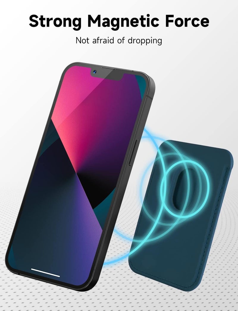 CONTACTS محفظة بطاقات مغناطيسية فاخرة مصنوعة من الجلد الصناعي للرجال والنساء مصممة لتكون متوافقة مع ماغسيف لأجهزة آيفون 16، آيفون 15، آيفون 14، آيفون 13، آيفون 12 (أزرق داكن) - Image 3