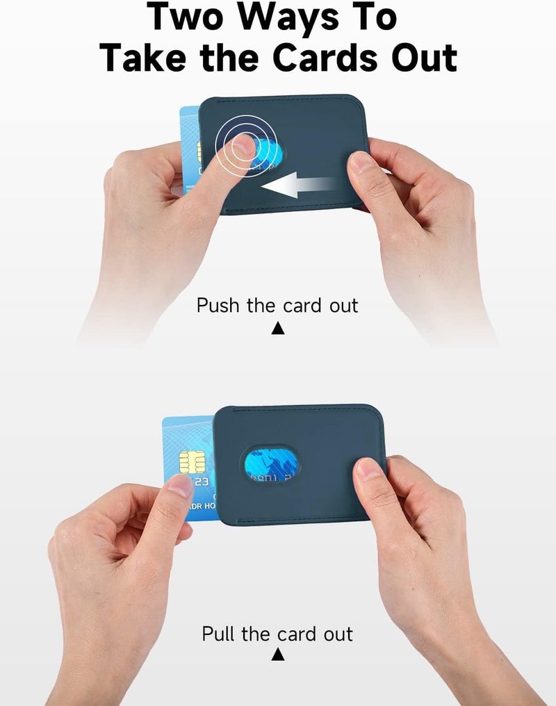 CONTACTS محفظة بطاقات مغناطيسية فاخرة مصنوعة من الجلد الصناعي للرجال والنساء مصممة لتكون متوافقة مع ماغسيف لأجهزة آيفون 16، آيفون 15، آيفون 14، آيفون 13، آيفون 12 (أزرق داكن) - Image 4