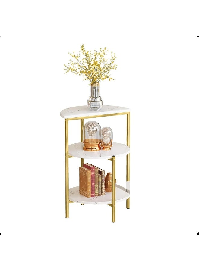 YINZUO Console,Coffee, and Side with White Marble and Gold Metal Frame – Stylish Living Room Center for Home and Office, Enterway,Front Sofa (Side Table) - Image 1