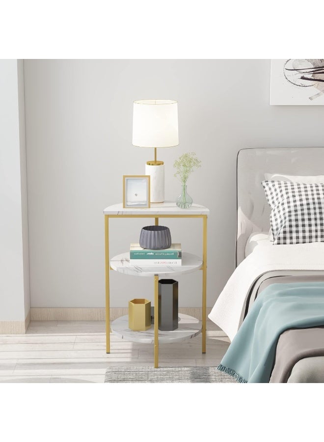 YINZUO Console,Coffee, and Side with White Marble and Gold Metal Frame – Stylish Living Room Center for Home and Office, Enterway,Front Sofa (Side Table) - Image 2
