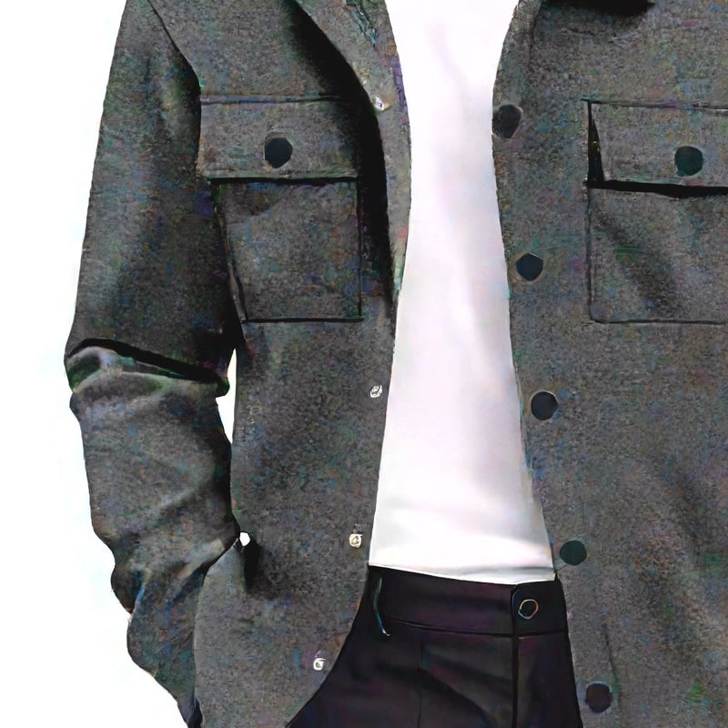 Heavy Duty Workwear Retro Single Breasted Lapel Jacket Long Sleeve Lined Casual Shirt for Men - Image 2