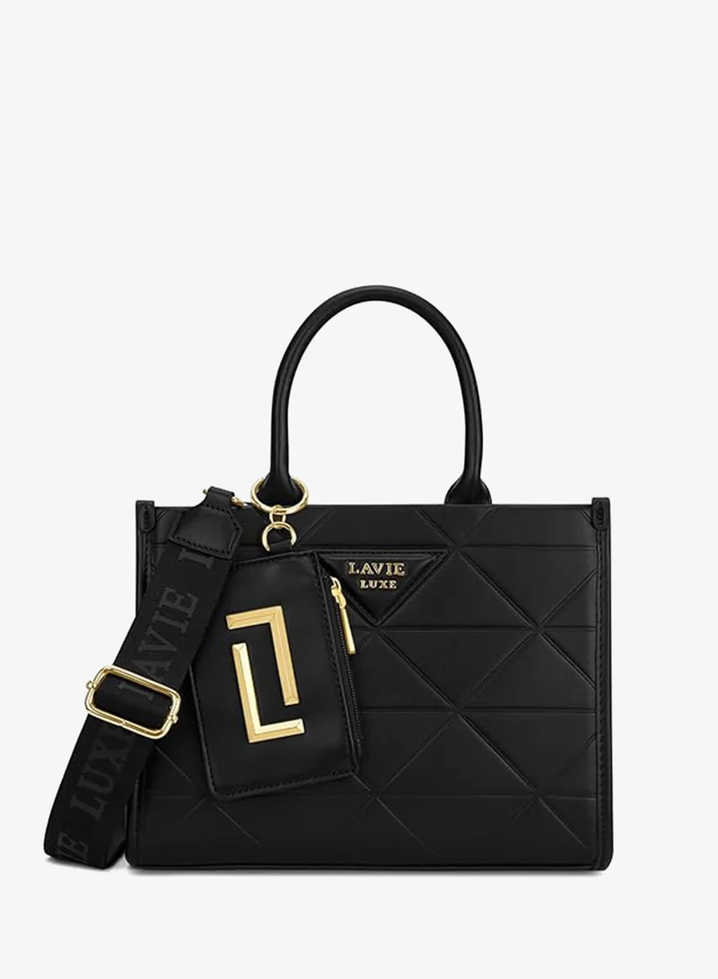 Luxe Women's Lisa Medium Box Satchel bag (Black)