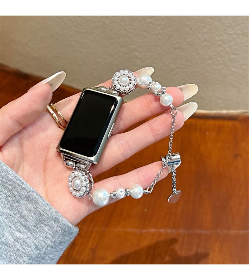Multicolor 20mm Pearl Metal Watch Band Strap Compatible With Smartwatch - Image 1