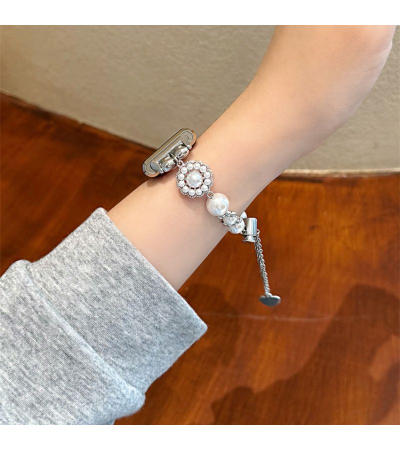 Multicolor 20mm Pearl Metal Watch Band Strap Compatible With Smartwatch - Image 3