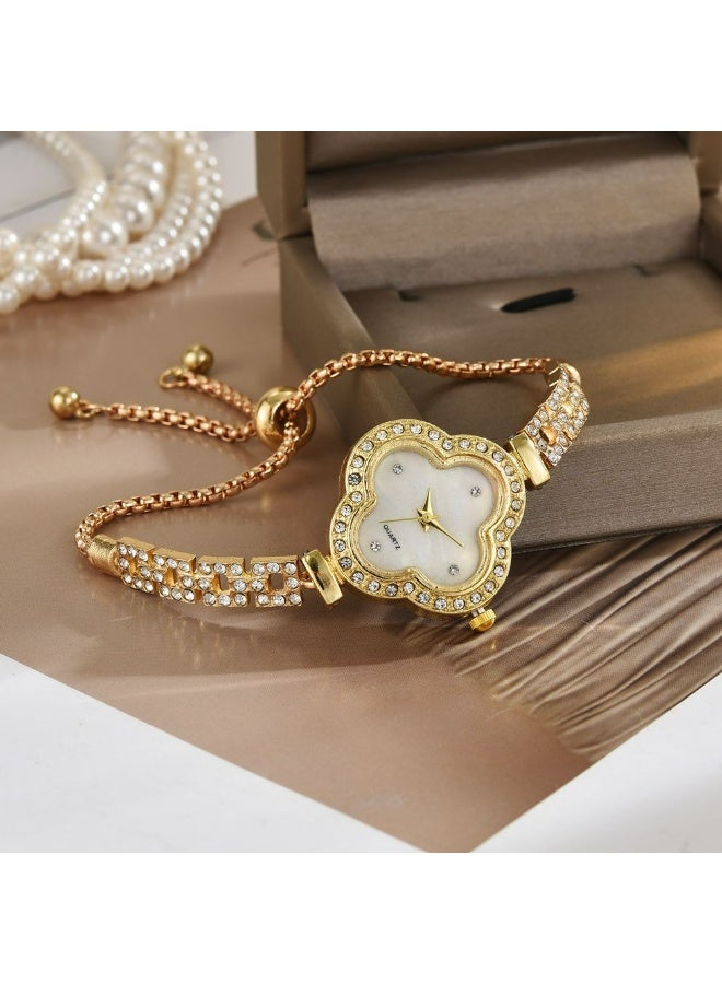 Bincoo 5 PCS Women Fashion Watch Set Metal Case Band Analog Wrist Watch Glittering Diamond Quartz Watch, Watch Bracelet - Image 3