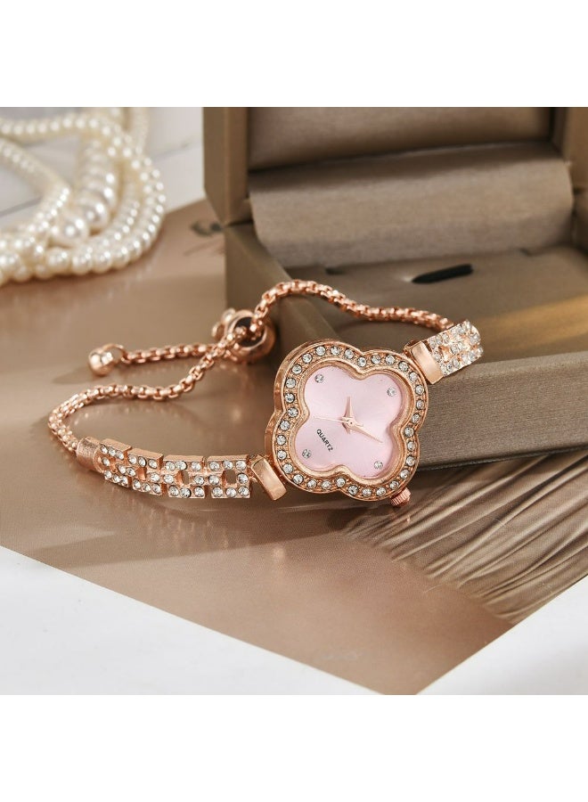 Bincoo 5 PCS Women Fashion Watch Set Metal Case Band Analog Wrist Watch Glittering Diamond Quartz Watch, Watch Bracelet - Image 5