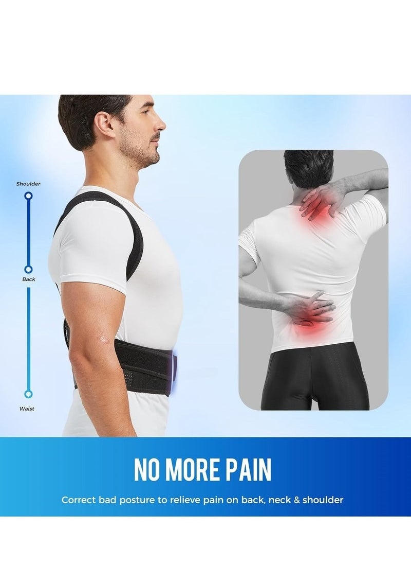 BAEKO Adjustable Posture Corrector Belt for Men & Women - Breathable Back Support Brace with Spinal Alignment, Gym & Office Use（L）  - Image 3