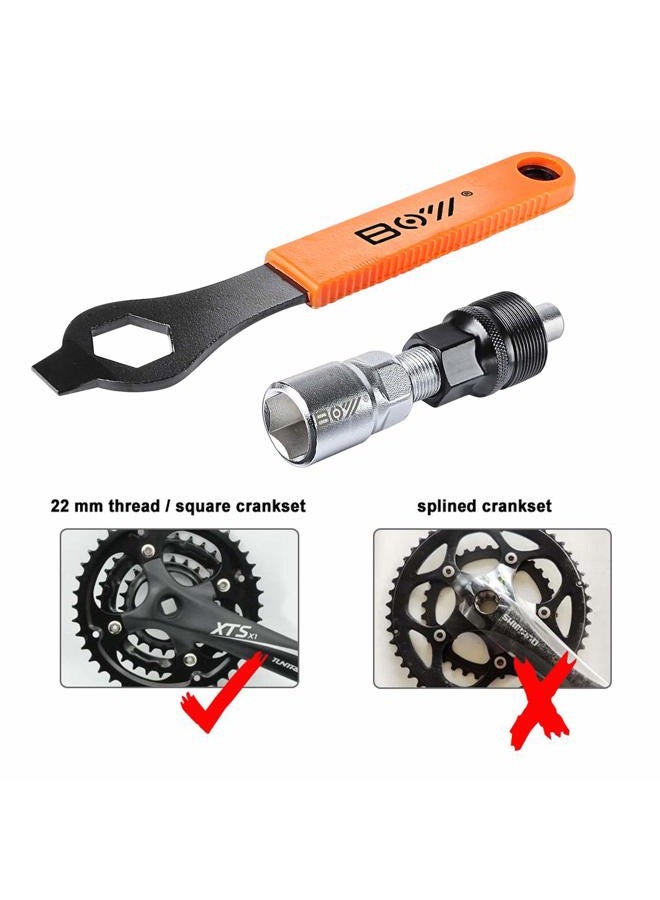 Oumers Bike Bicycle Crank Extractor Puller Remover Set with 16mm Spanner Wrench for Square Thread Taper Crank Arm and Crankset - Image 5