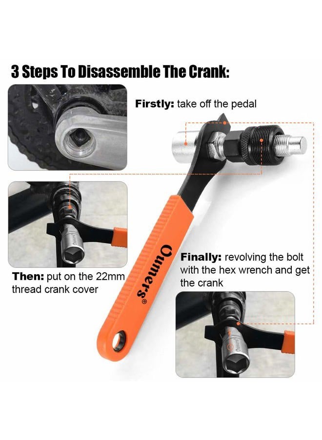 Oumers Bike Bicycle Crank Extractor Puller Remover Set with 16mm Spanner Wrench for Square Thread Taper Crank Arm and Crankset - Image 3
