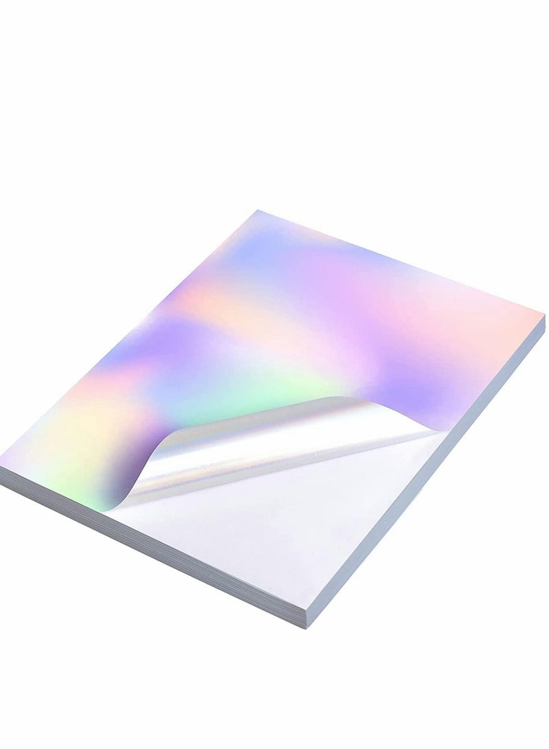 Excefore 22 Sheets Holographic Sticker Paper 8.5 x11 inch for Inkjet Printer & Laser US letter size Printable Vinyl Rainbow Adhesive Waterproof - Image 1