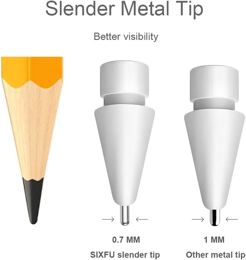 SIXFU Upgraded Replacement Tips for Apple Pencil, Mix Metal Tips for Apple Pencil 2nd Generation/ 1st Gen/USB C/Pencil Pro Tips(4 Pack) - Image 4