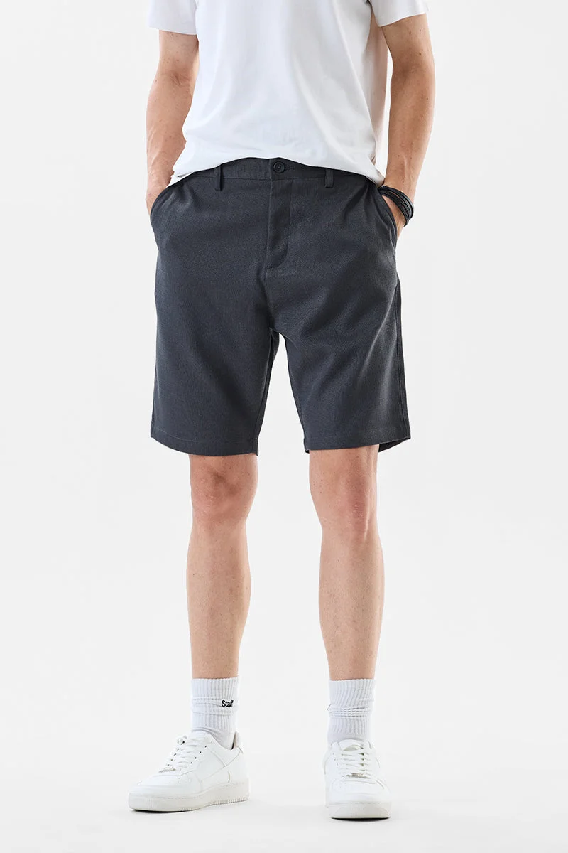 سنيتش Grey Textured Regular Fit Shorts
