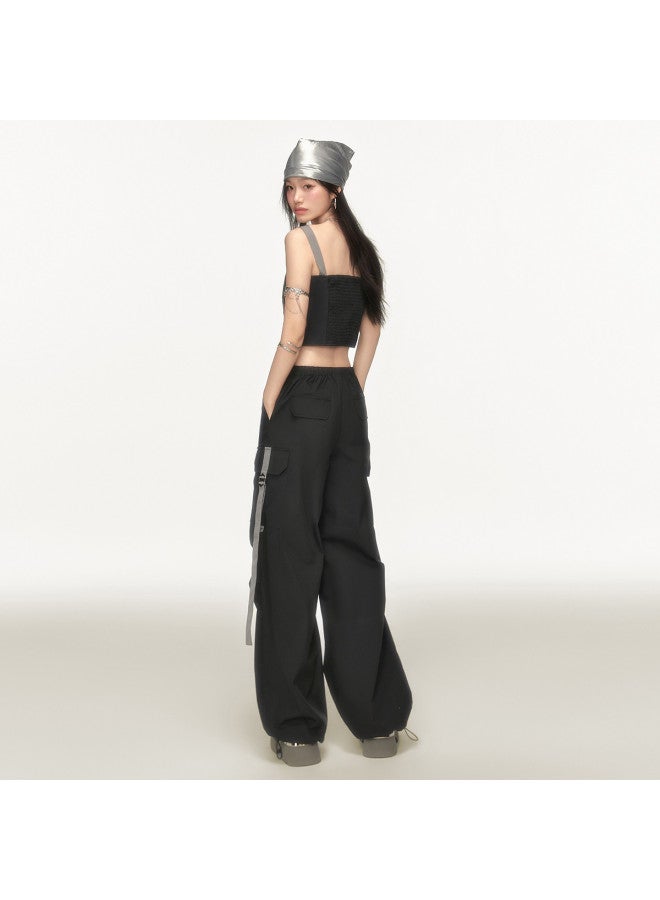 EPTISON Women's Fashion Set Summer Retro Cargo Tank Top With Drawstring Casual Pants Two-piece Outfit - Image 5