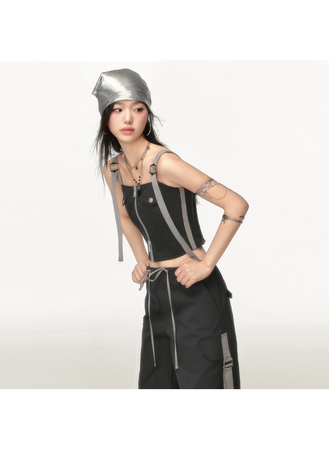 EPTISON Women's Fashion Set Summer Retro Cargo Tank Top With Drawstring Casual Pants Two-piece Outfit - Image 4