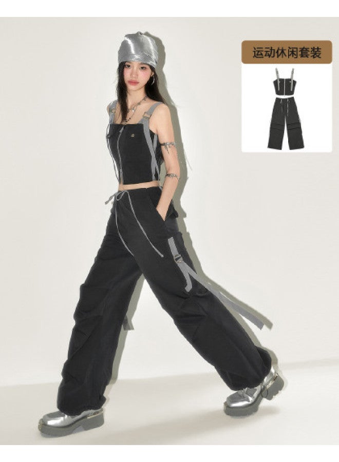 EPTISON Women's Fashion Set Summer Retro Cargo Tank Top With Drawstring Casual Pants Two-piece Outfit - Image 1