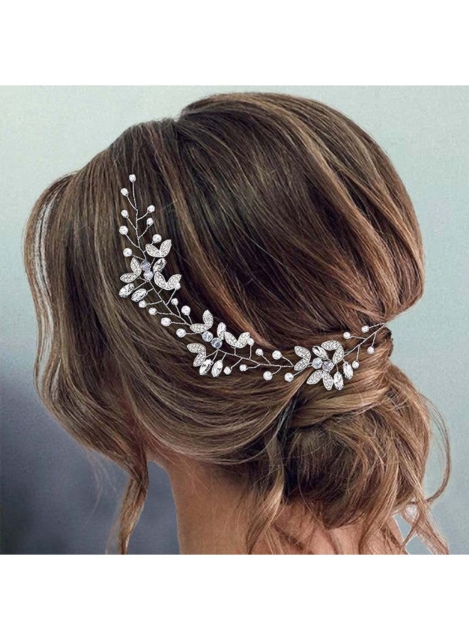 EASEDAILY Bride Wedding Hair Vine Silver Rhinestone Wedding Headpieces Pearl Bridal Hair Accessories For Women And Girls - Image 1