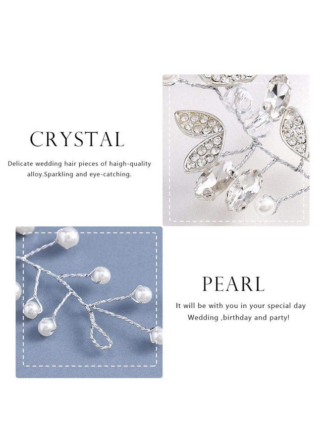 EASEDAILY Bride Wedding Hair Vine Silver Rhinestone Wedding Headpieces Pearl Bridal Hair Accessories For Women And Girls - Image 3