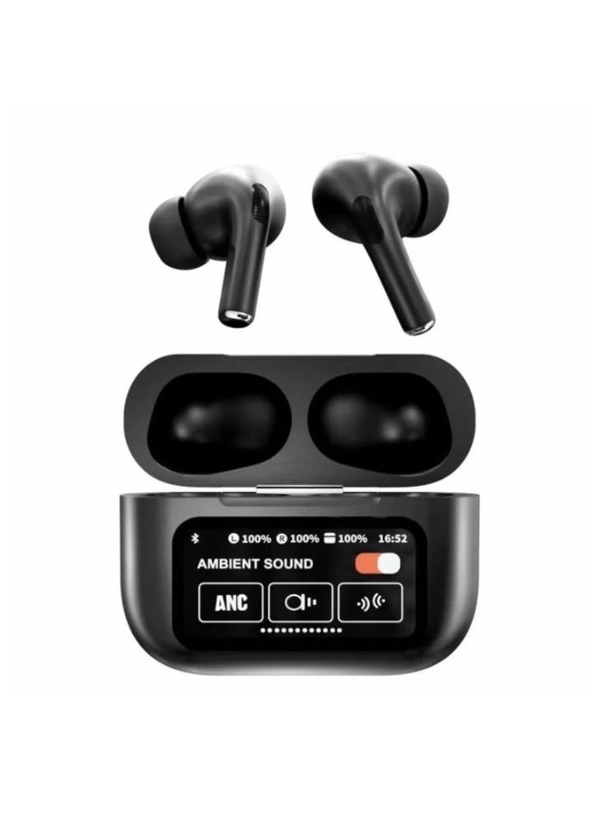 سماعة بلوتوث لاسلكية أسود – شاشة ديجيتال – عزل ضوضاء ANC/ENC – تحكم باللمس - Image 2
