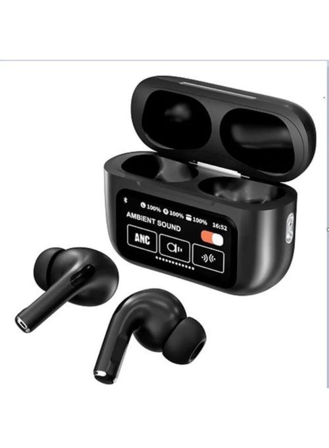 سماعة بلوتوث لاسلكية أسود – شاشة ديجيتال – عزل ضوضاء ANC/ENC – تحكم باللمس - Image 1