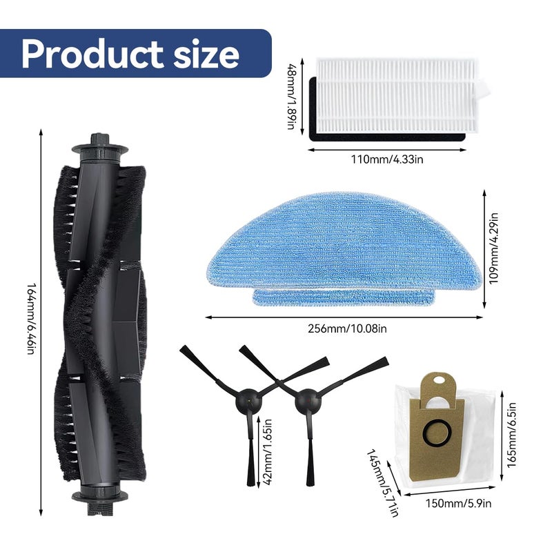 Verilux Verilux Vacuum Cleaner Accessories for ILIFE T10S Robot Vacuum Cleaner with 1 Main Brush 4 Side Brushes 2 Mop Cloth 2 Filters 2 Dust Collection Bags - Image 5