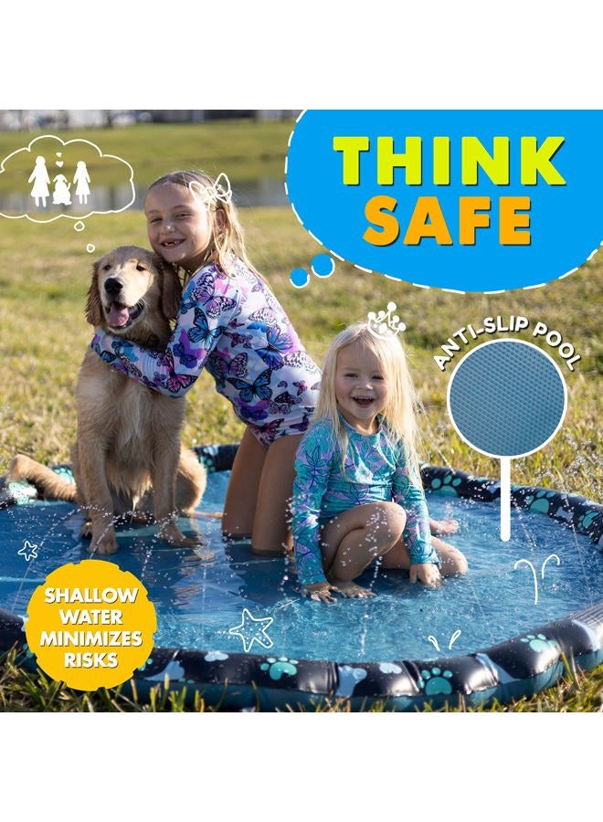 SplashEZ Non Slip Splash Pad for Kids and Dogs, 69'' Extra Large Splash Pad Sprinkler, Great Outdoor Toys for Toddlers 1-3 and Kids Ages 4-8, Wading Pool for Backyard - Image 3