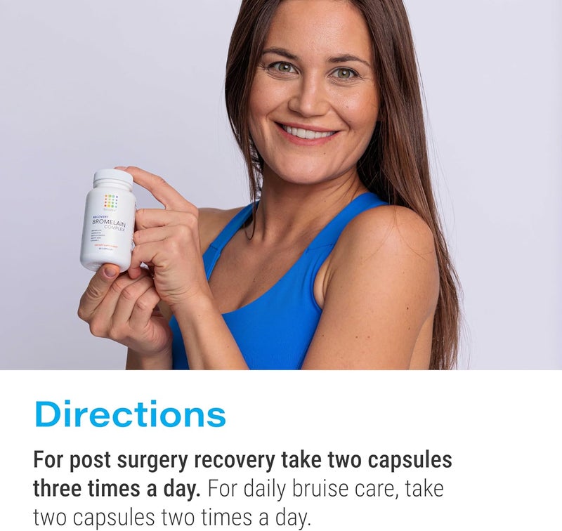 Bruizex Bromelain  Quercetin Recovery Complex I Post Surgery Recovery I Bruising Swelling Relief Lymphatic Drainage I Post 360 lipo BBL Liposuction Tummy Tuck I Non GMO 60 caps - Image 5