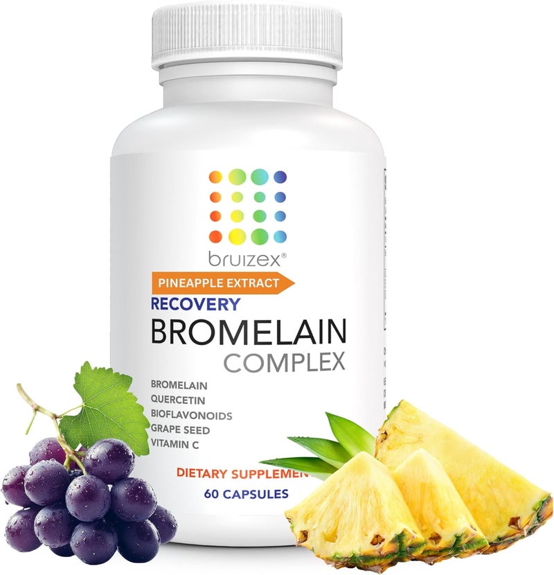 Bruizex Bromelain  Quercetin Recovery Complex I Post Surgery Recovery I Bruising Swelling Relief Lymphatic Drainage I Post 360 lipo BBL Liposuction Tummy Tuck I Non GMO 60 caps - Image 1