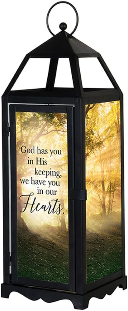Carson Panoramic View Memorial Lantern with Flameless Candle  Sympathy Gift for Funeral  Loss of Loved One  Remembrance Lantern for Home Decor  Masculine Bereavement Gift in His Keeping - Image 1