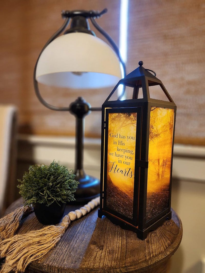 Carson Panoramic View Memorial Lantern with Flameless Candle  Sympathy Gift for Funeral  Loss of Loved One  Remembrance Lantern for Home Decor  Masculine Bereavement Gift in His Keeping - Image 3