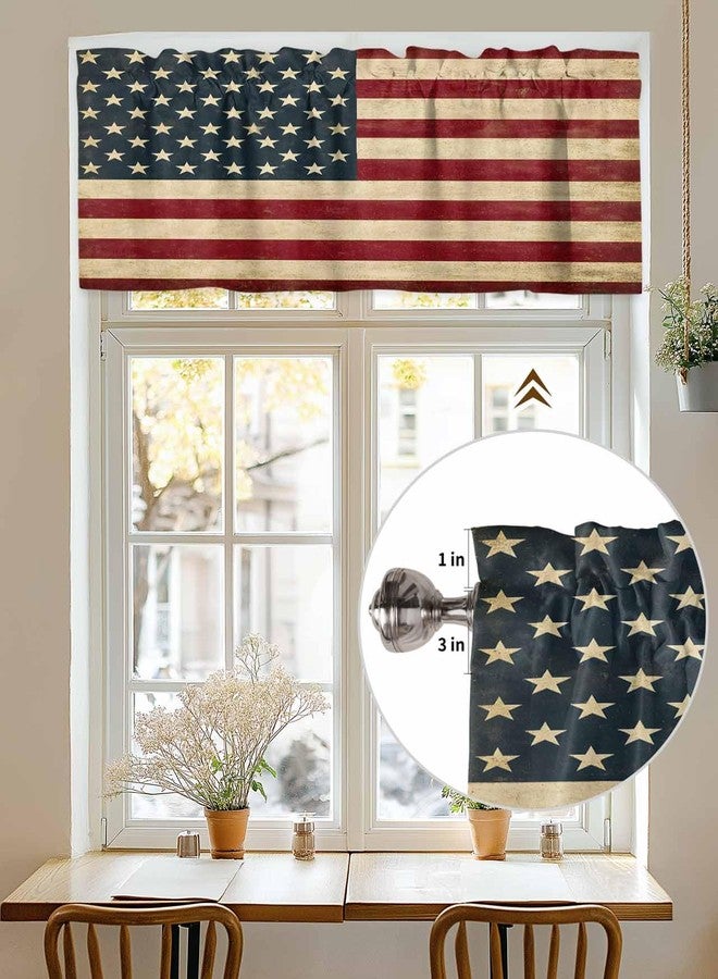 Litter Star Window Valance Independence Day Rod Pocket Short Curtain Panels Vintage American Flag Kitchen Valances Curtains, Patriotic Stars and Stripes Window Treatments Drapes for Living Room Bedroom Decor - Image 4
