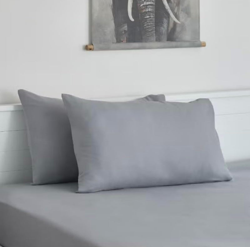 Bedding Zone Standard Pillowcase Set - Solid Grey - Image 1